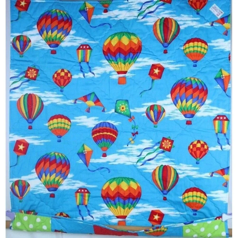 Hot Air Balloon Quilt Baby Kid Throw Cover Handmade Quilt Appx 37 x 44